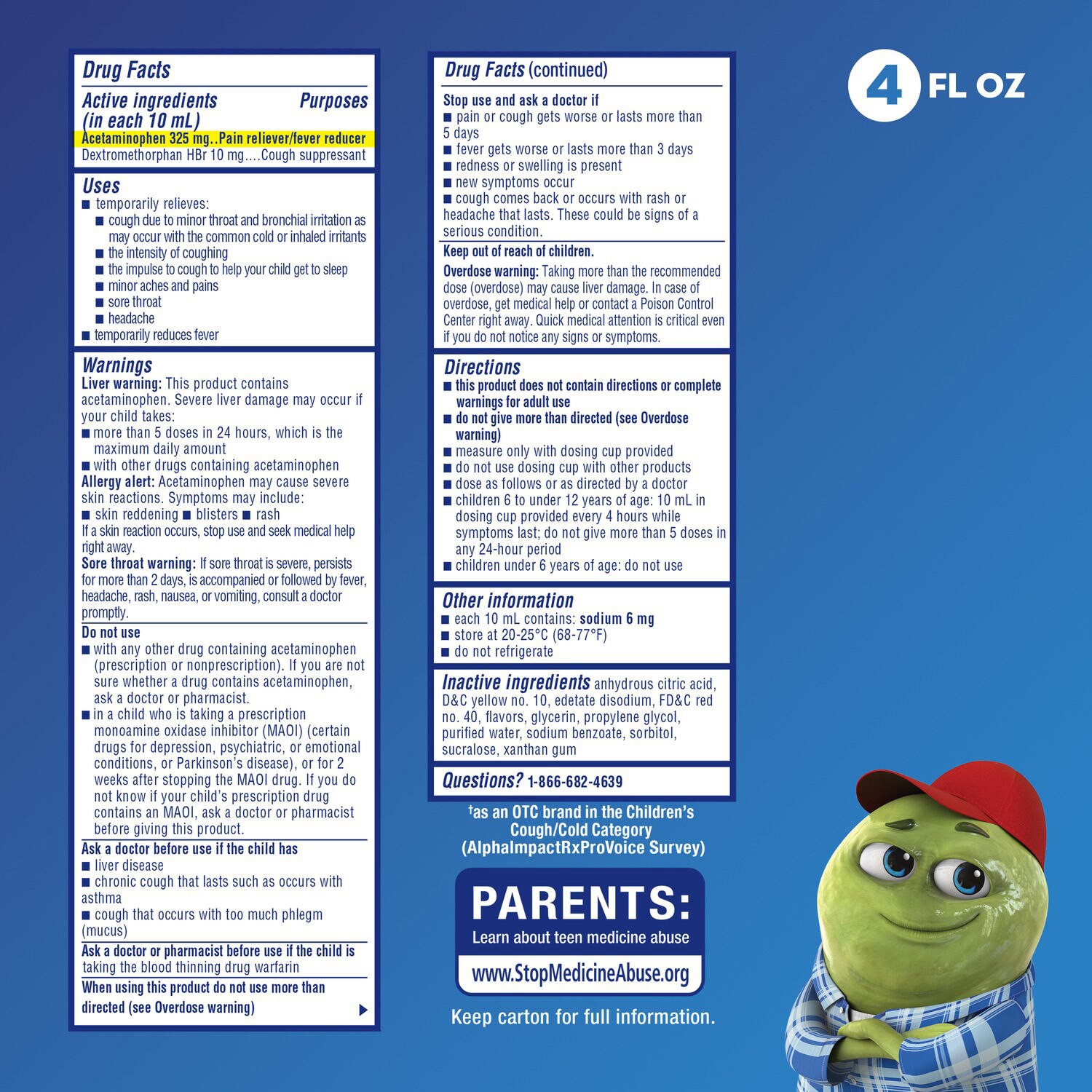 slide 4 of 8, Mucinex Children's Fever, Sore Throat & Cough Honey Liquid, 4 oz