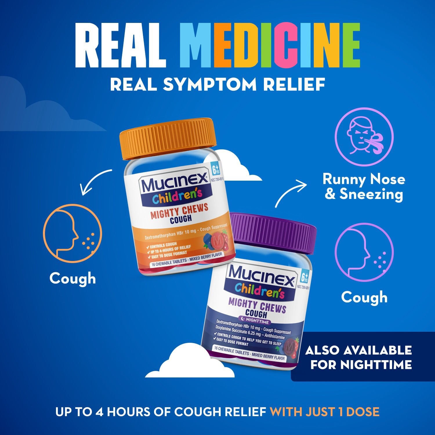 slide 11 of 11, Mucinex Children's Daytime Cough Relief Chews, Mixed Berry, 16 ct