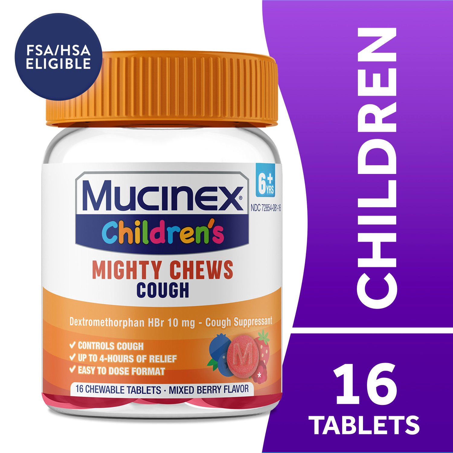 slide 10 of 11, Mucinex Children's Daytime Cough Relief Chews, Mixed Berry, 16 ct