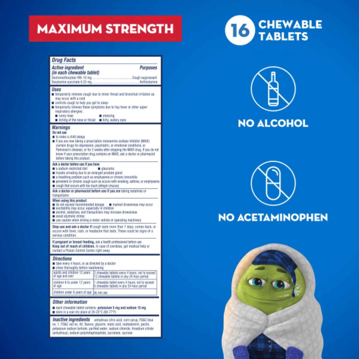 slide 2 of 6, Mucinex Children's Mighty Chews-Nighttime Cough 16ct, 16 ct