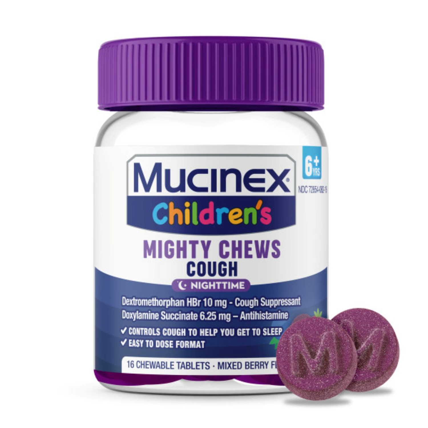 slide 1 of 6, Mucinex Children's Mighty Chews-Nighttime Cough 16ct, 16 ct
