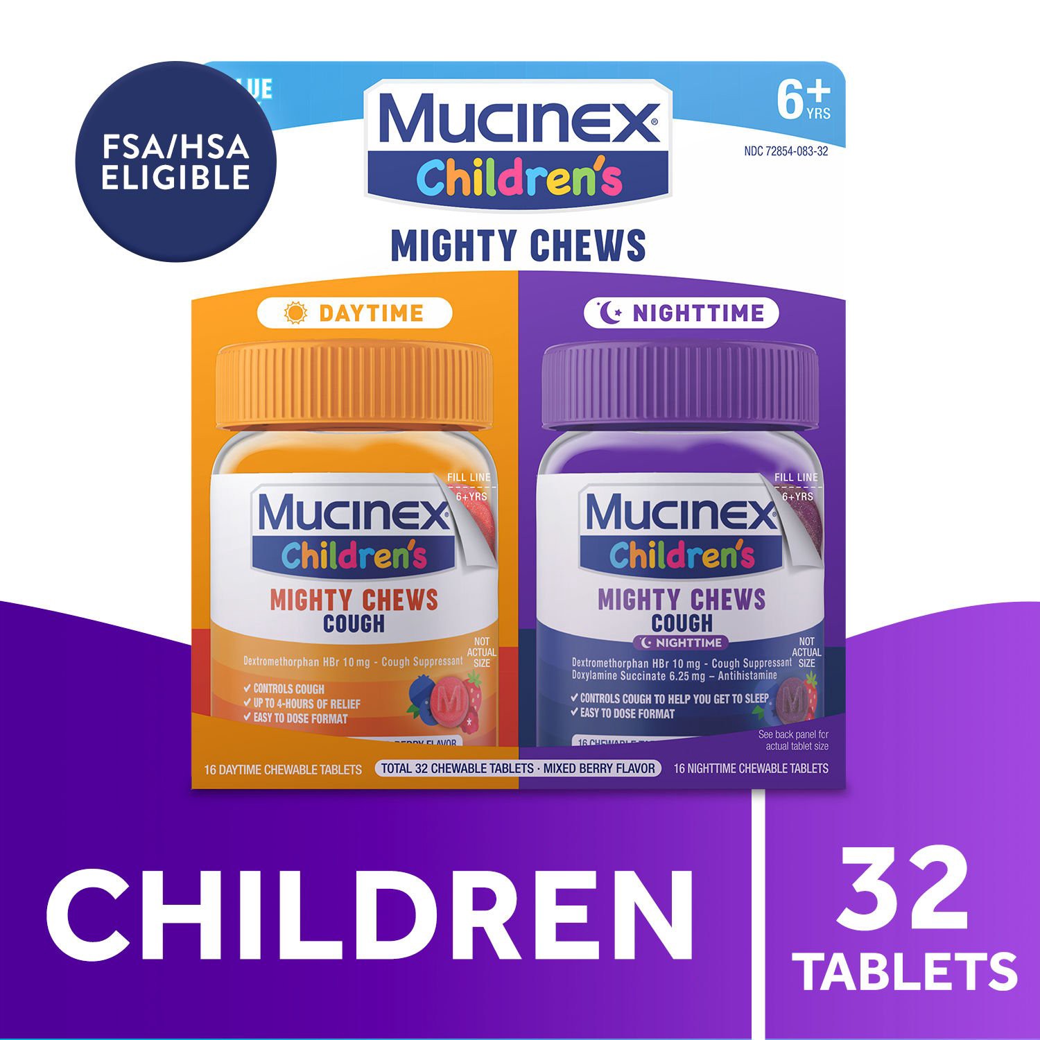 slide 10 of 11, Mucinex Children's Cough Relief Chews Combo Mixed Berry, 32 ct