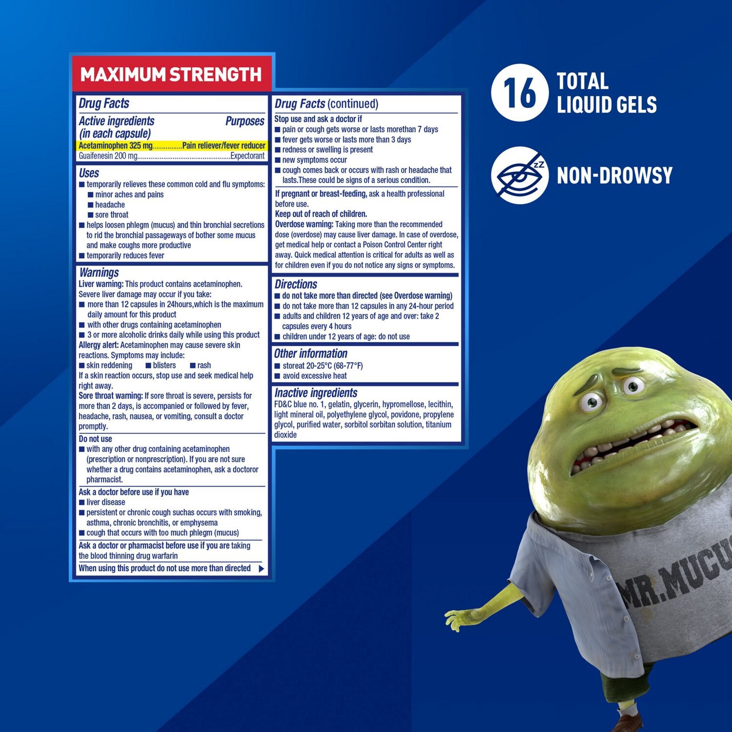 slide 2 of 10, Mucinex Rapid+Clear Maximum Strength Pain, Headache & Mucus Congestion 16 Liquid Gels, 16 ct