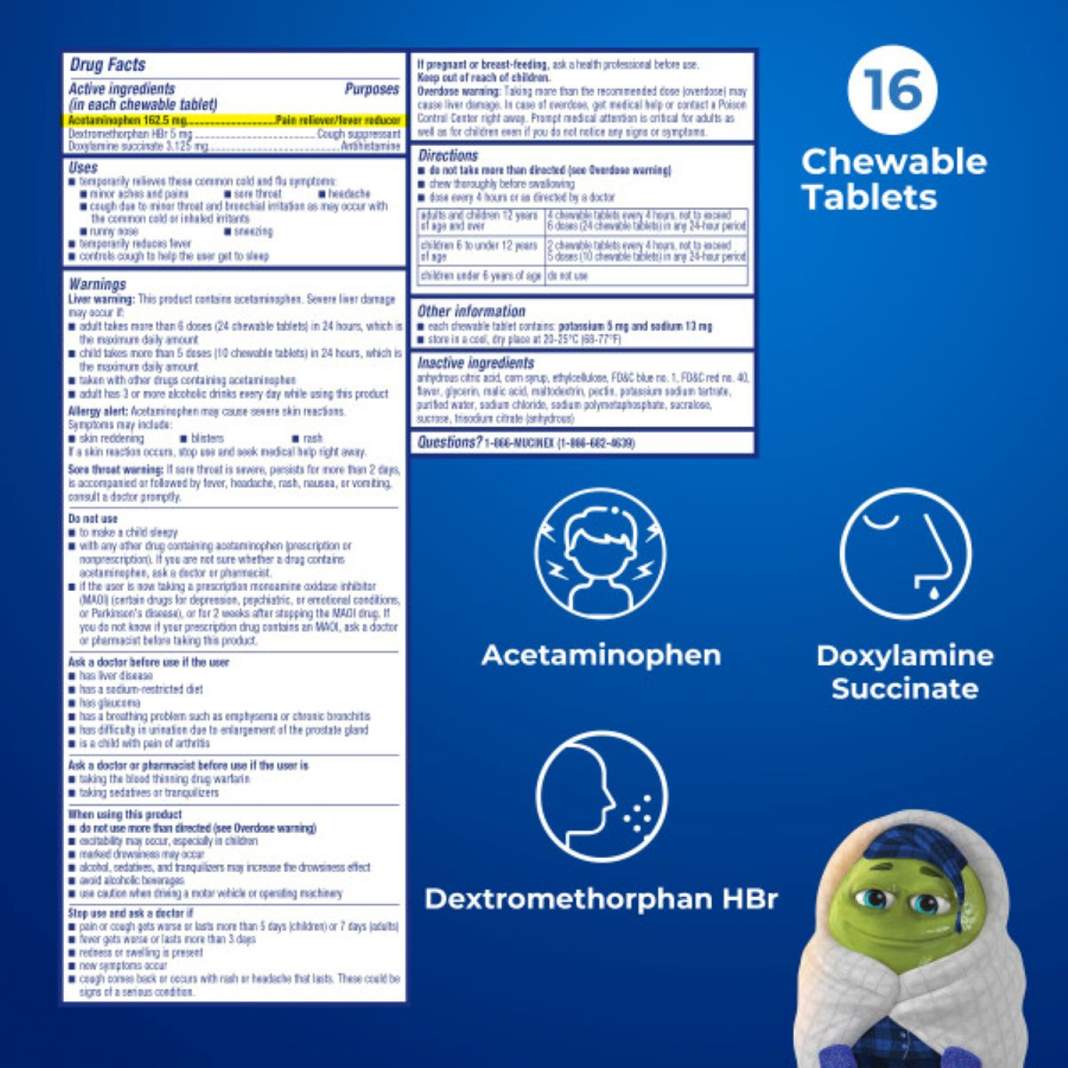 slide 2 of 6, Mucinex Children's Nighttime Cold Chew, 16 Ct, 16 ct
