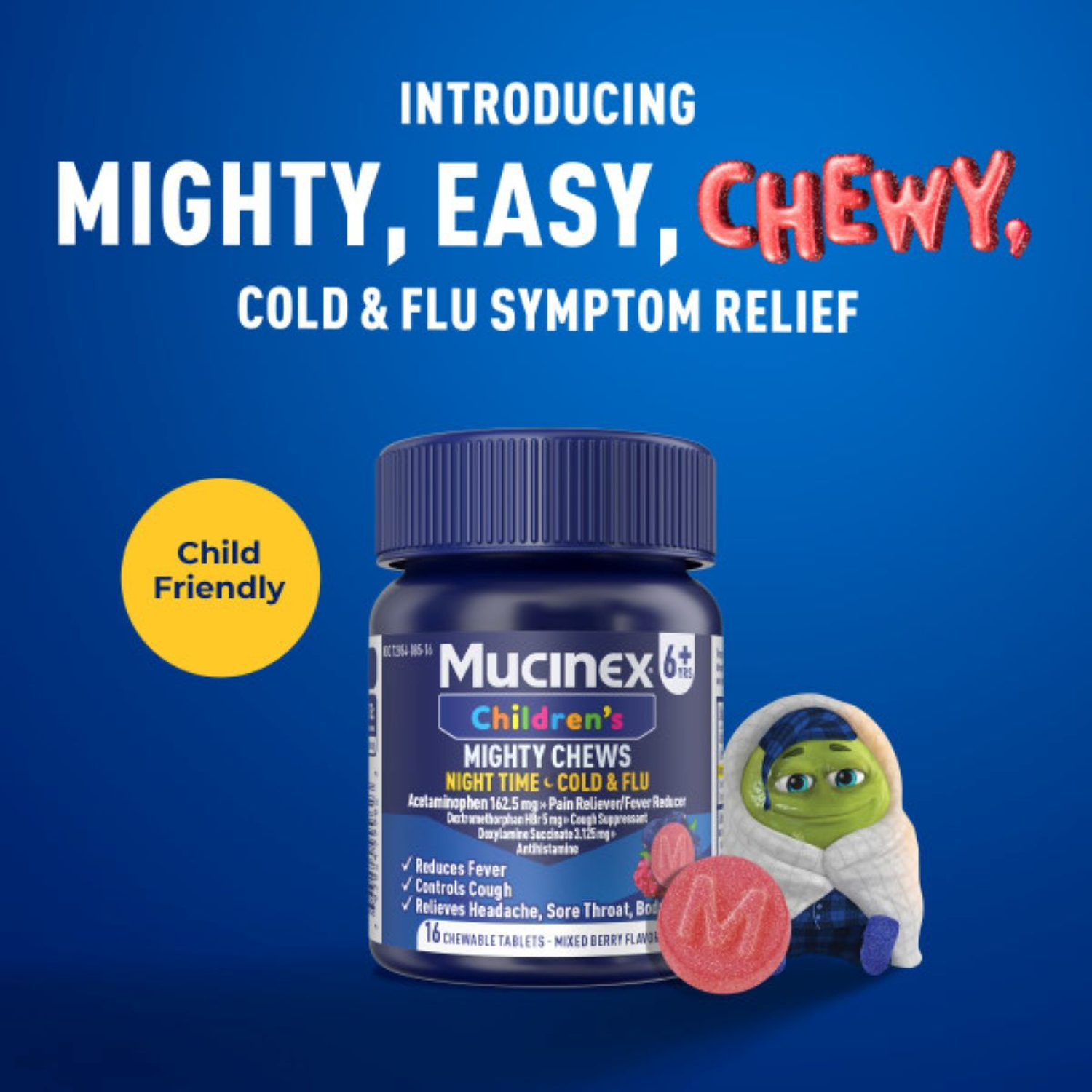 slide 4 of 6, Mucinex Children's Nighttime Cold Chew, 16 Ct, 16 ct