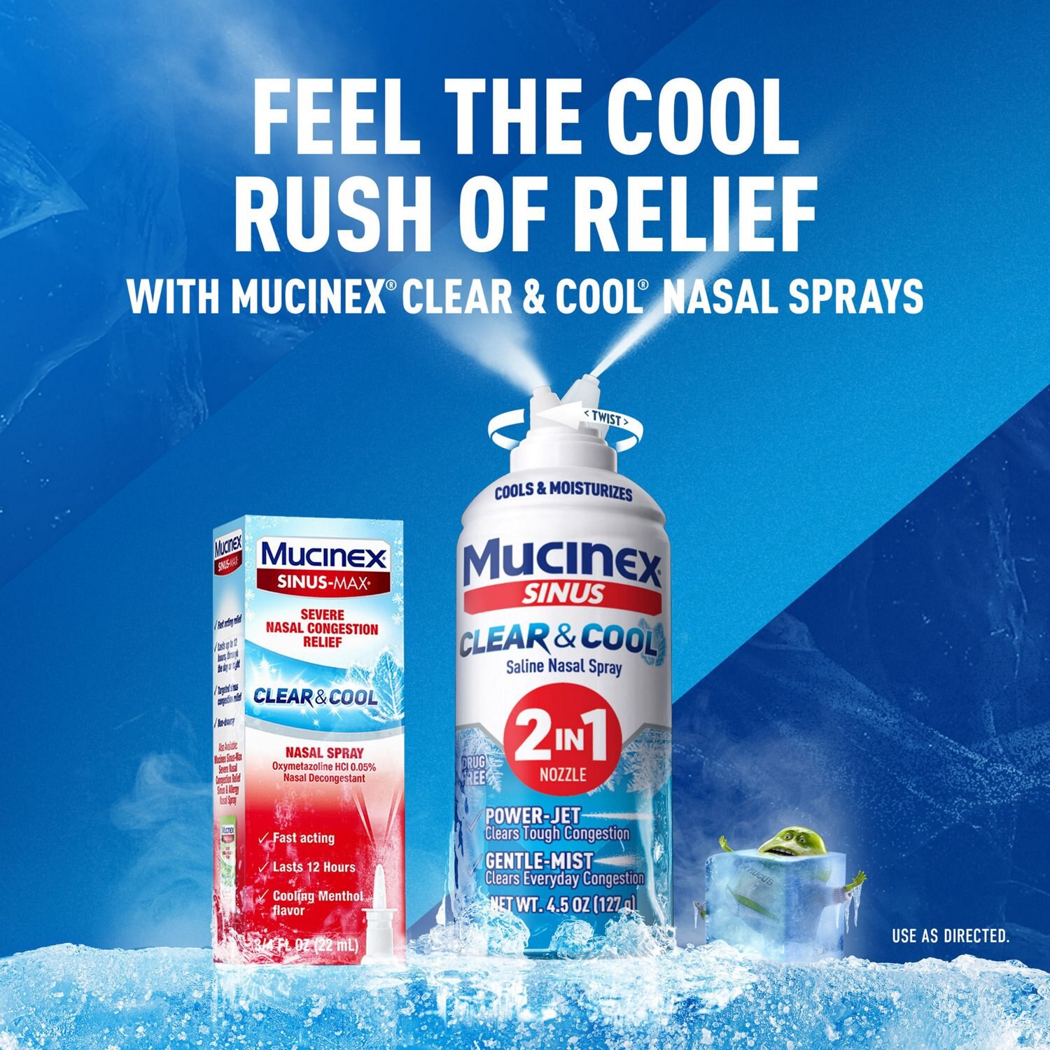 slide 5 of 9, Mucinex Sinus-Max Nasal Spray, Clear & Cool, .75 Oz, 2 Pk, 0.75 oz