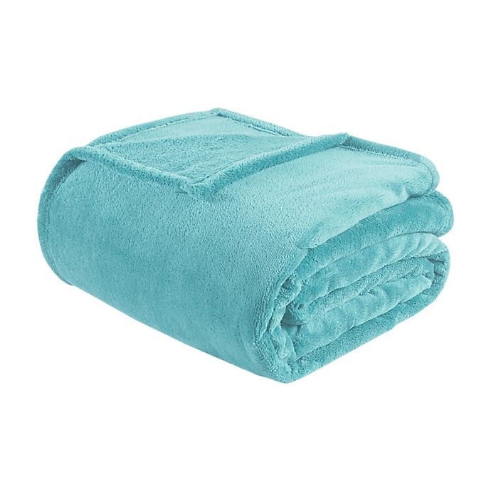 slide 1 of 2, Intelligent Design King Microlight Plush Blanket - Aqua, 1 ct