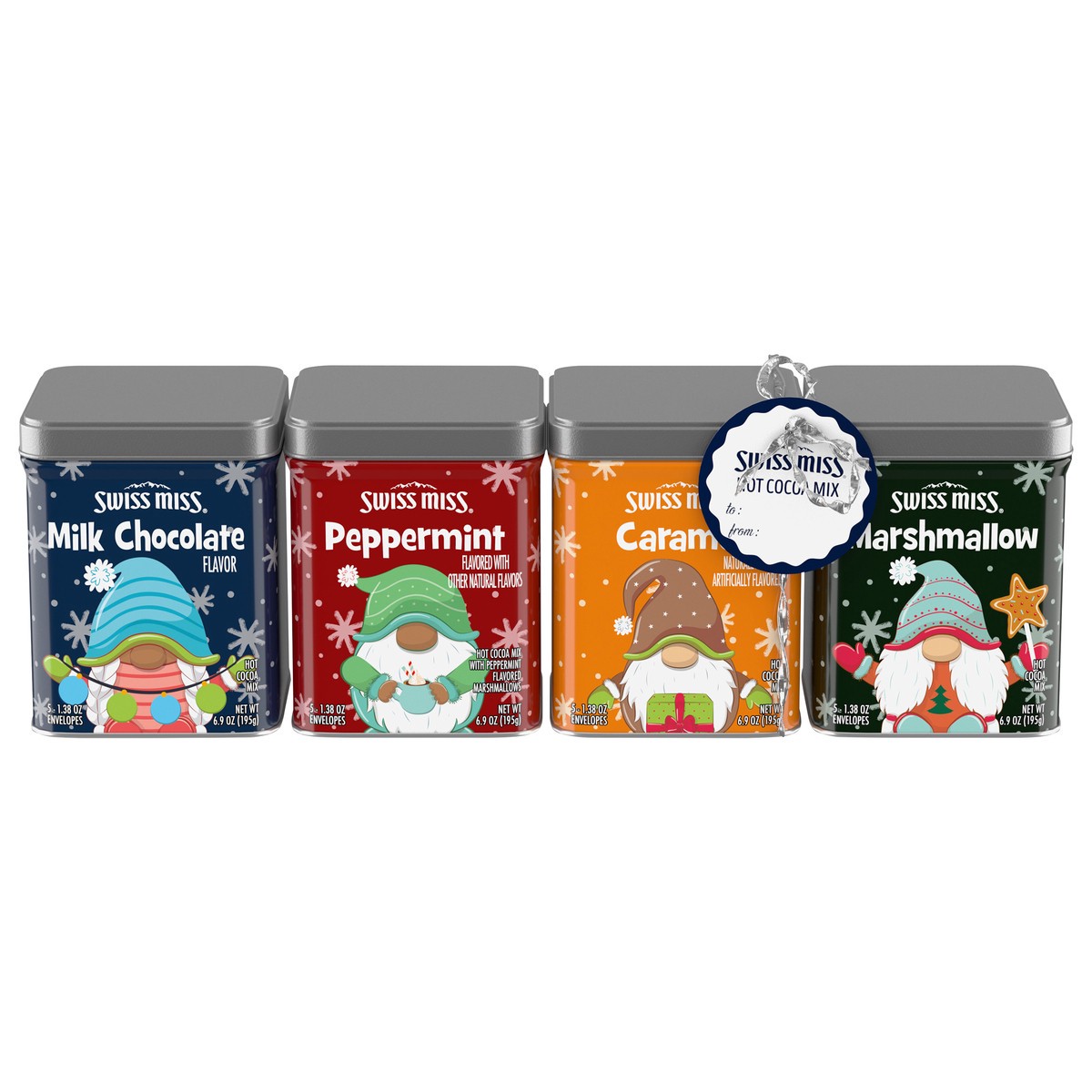 slide 1 of 5, Swiss Miss Hot Cocoa Gift Tin, Assorted Flavors and Designs- 4 ct, 5.52 oz