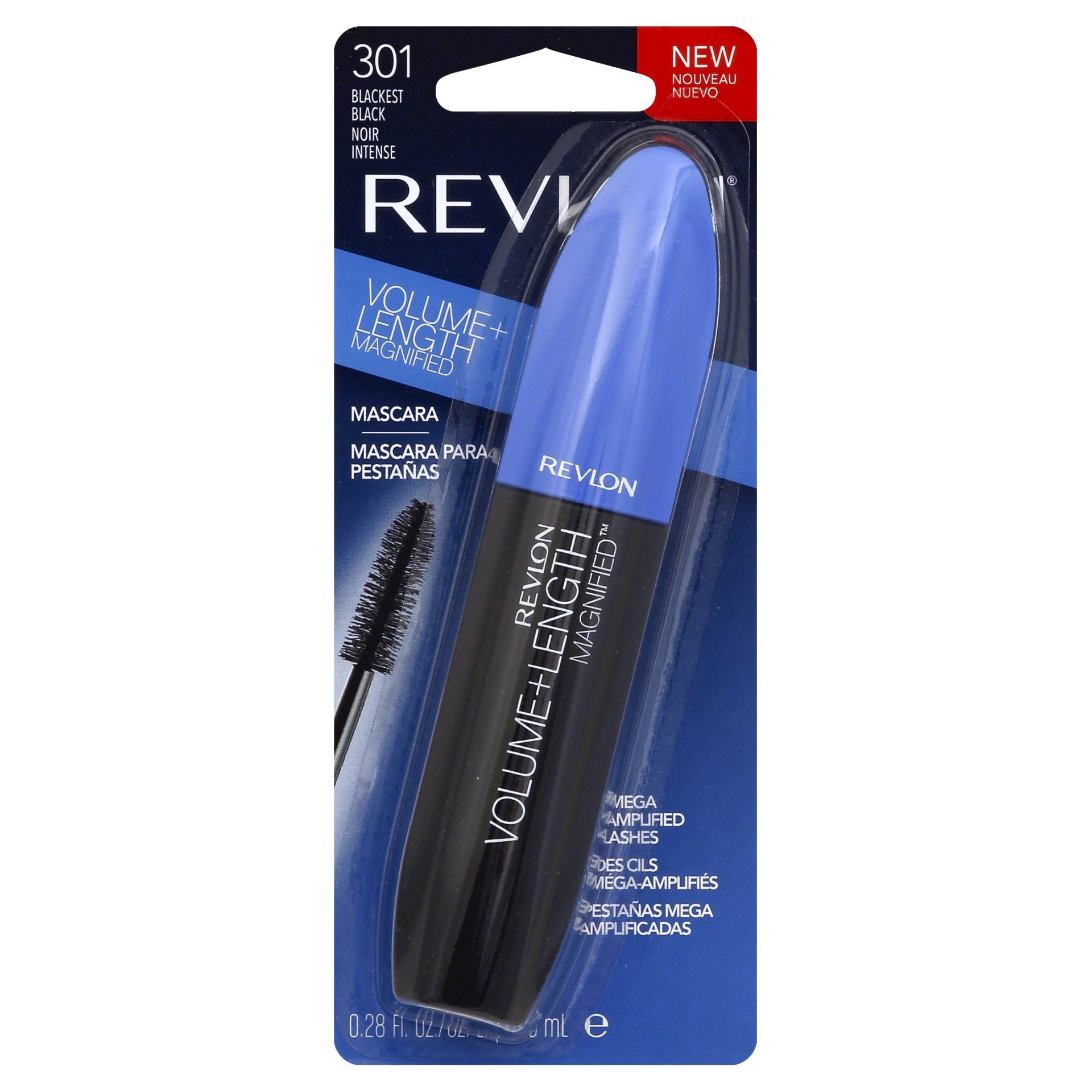 slide 1 of 5, Revlon Volume Length - 301 Blackest Black Mascara, 0.28 oz