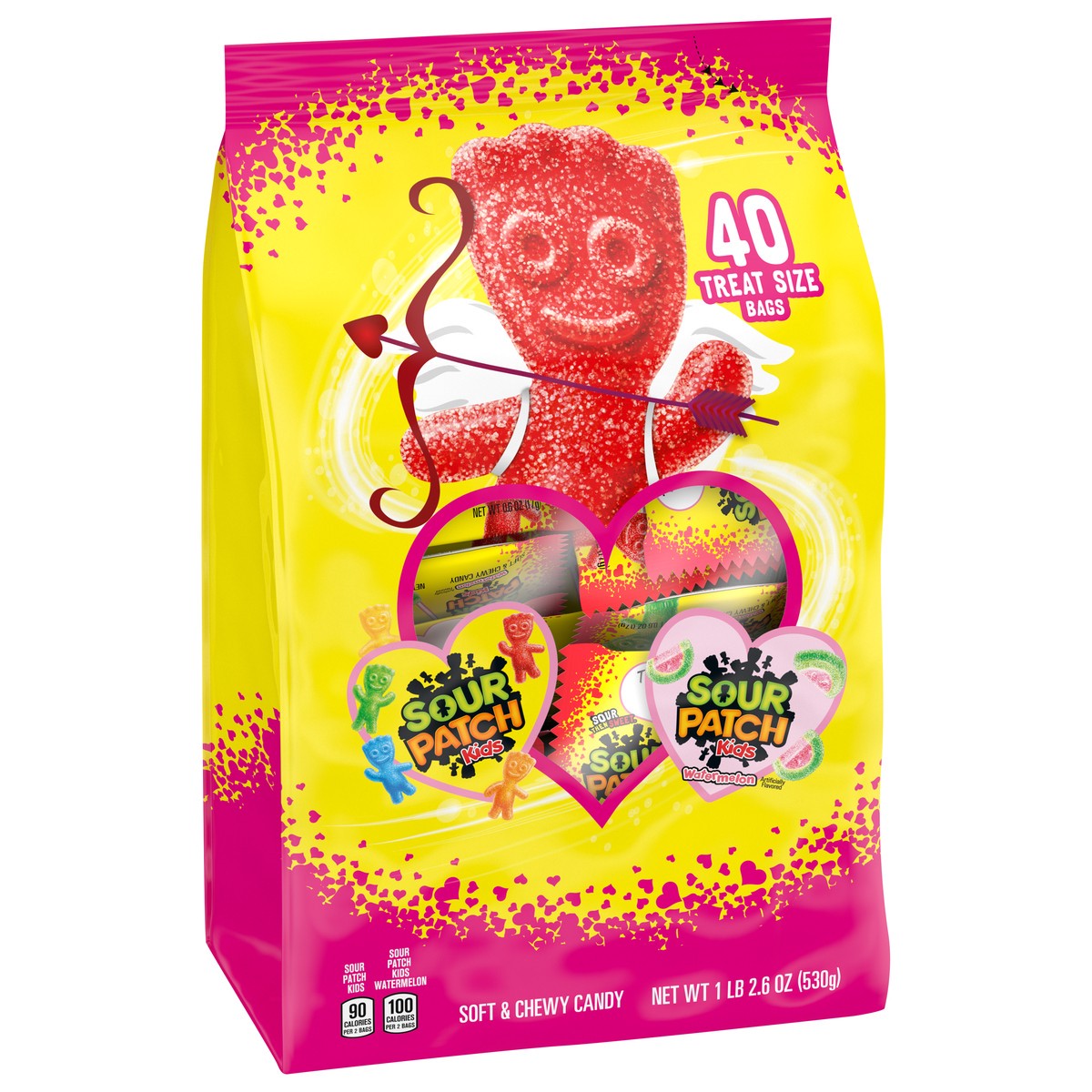 slide 8 of 9, SOUR PATCH KIDS Original and Watermelon Soft & Chewy Valentines Day Candy Variety Pack, 40 Snack Packs, 18.7 oz