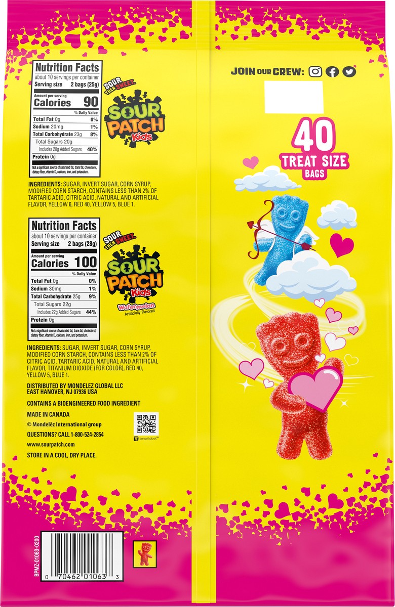 slide 7 of 9, SOUR PATCH KIDS Original and Watermelon Soft & Chewy Valentines Day Candy Variety Pack, 40 Snack Packs, 18.7 oz
