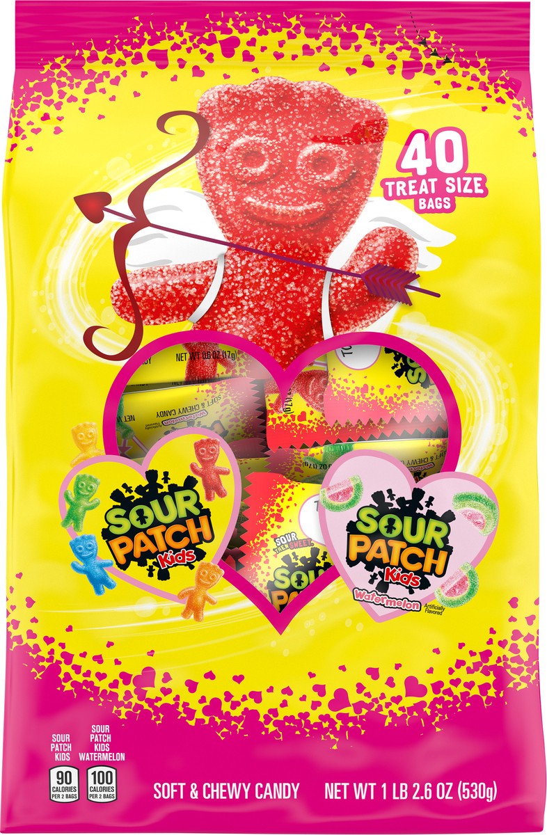 slide 3 of 9, SOUR PATCH KIDS Original and Watermelon Soft & Chewy Valentines Day Candy Variety Pack, 40 Snack Packs, 18.7 oz