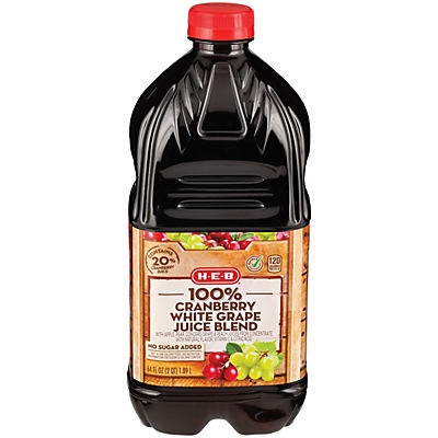 slide 1 of 1, H-E-B 100% Juice Cranberry Grape Blend, 64 fl oz