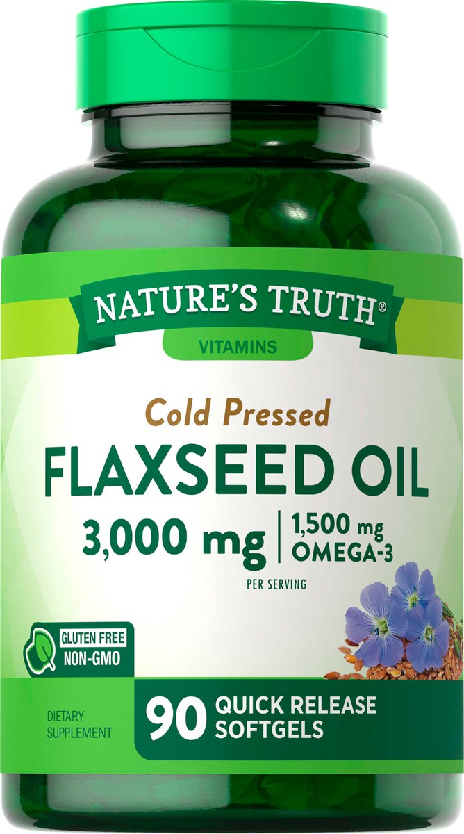 slide 2 of 5, Nature's Truth Flaxseed Oil, Cold Pressed, Quick Release Softgels, 90 ct