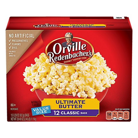 slide 1 of 1, Orville Reddenbacker Ultimate Butter Microwave Popcorn, 39.4 oz