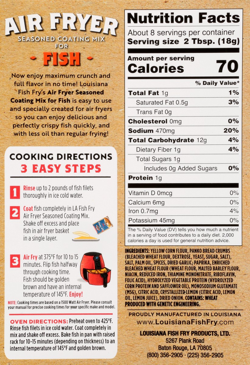 slide 8 of 9, Louisiana Fish Fry Products Air Fryer Crispy Fish Seasoned Coating Mix 5 oz, 5 oz