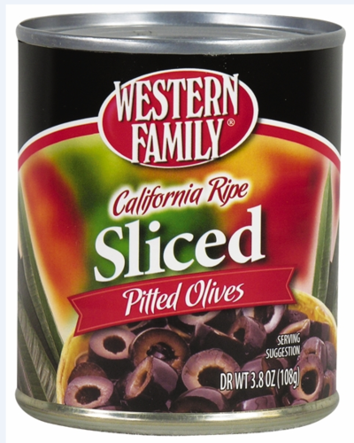 slide 1 of 1, Western Family Sliced Ripe Olives Buff, 3.8 oz