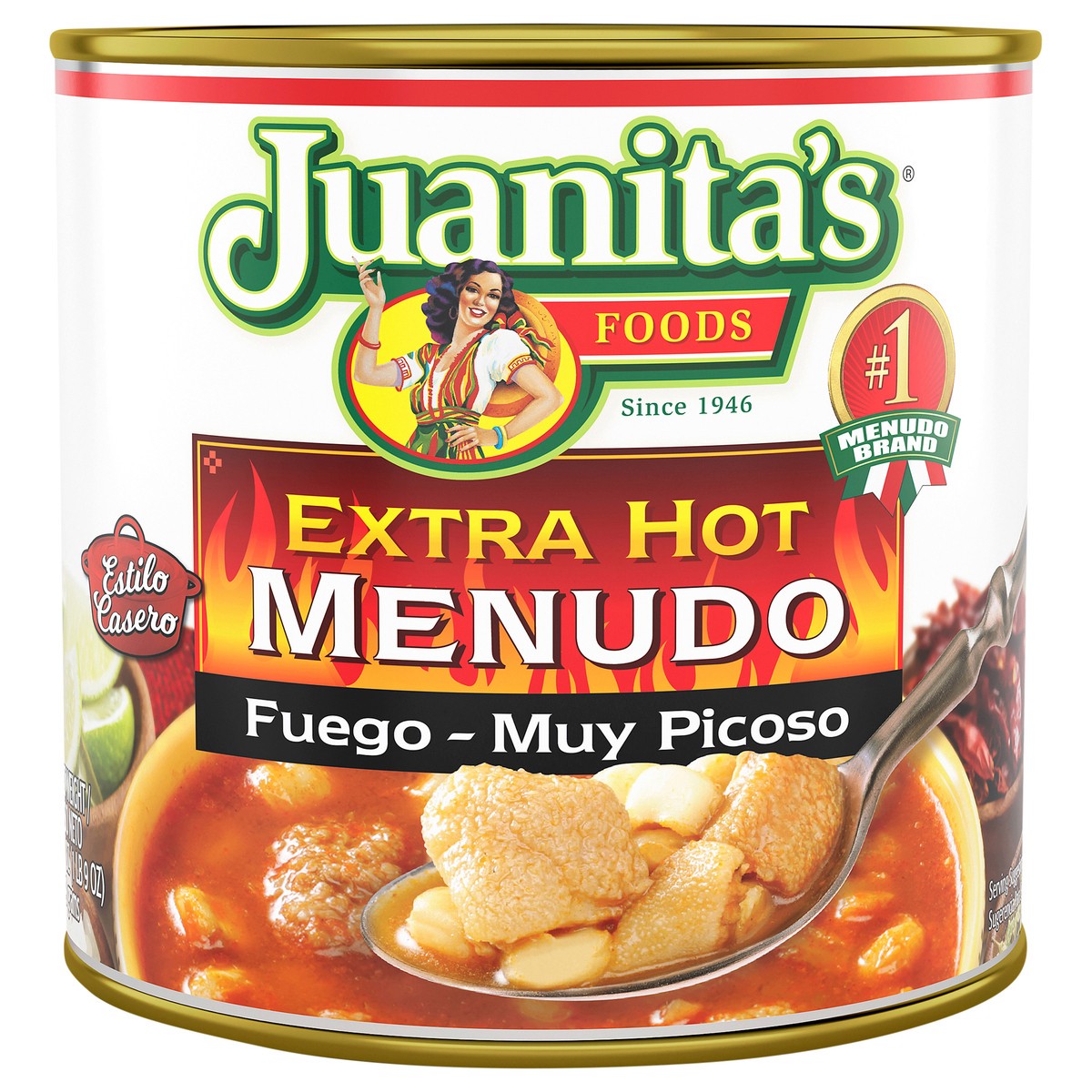 slide 1 of 4, Juanita's Extra Hot Menudo, 25 oz Can, 25 oz