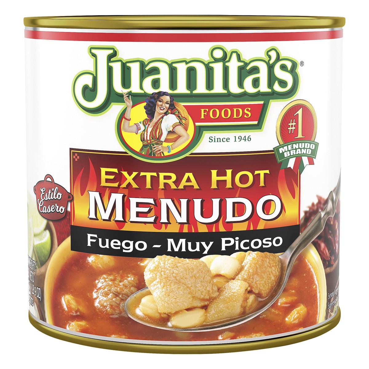 slide 1 of 4, Juanita's Extra Hot Menudo, 25 oz Can, 25 oz