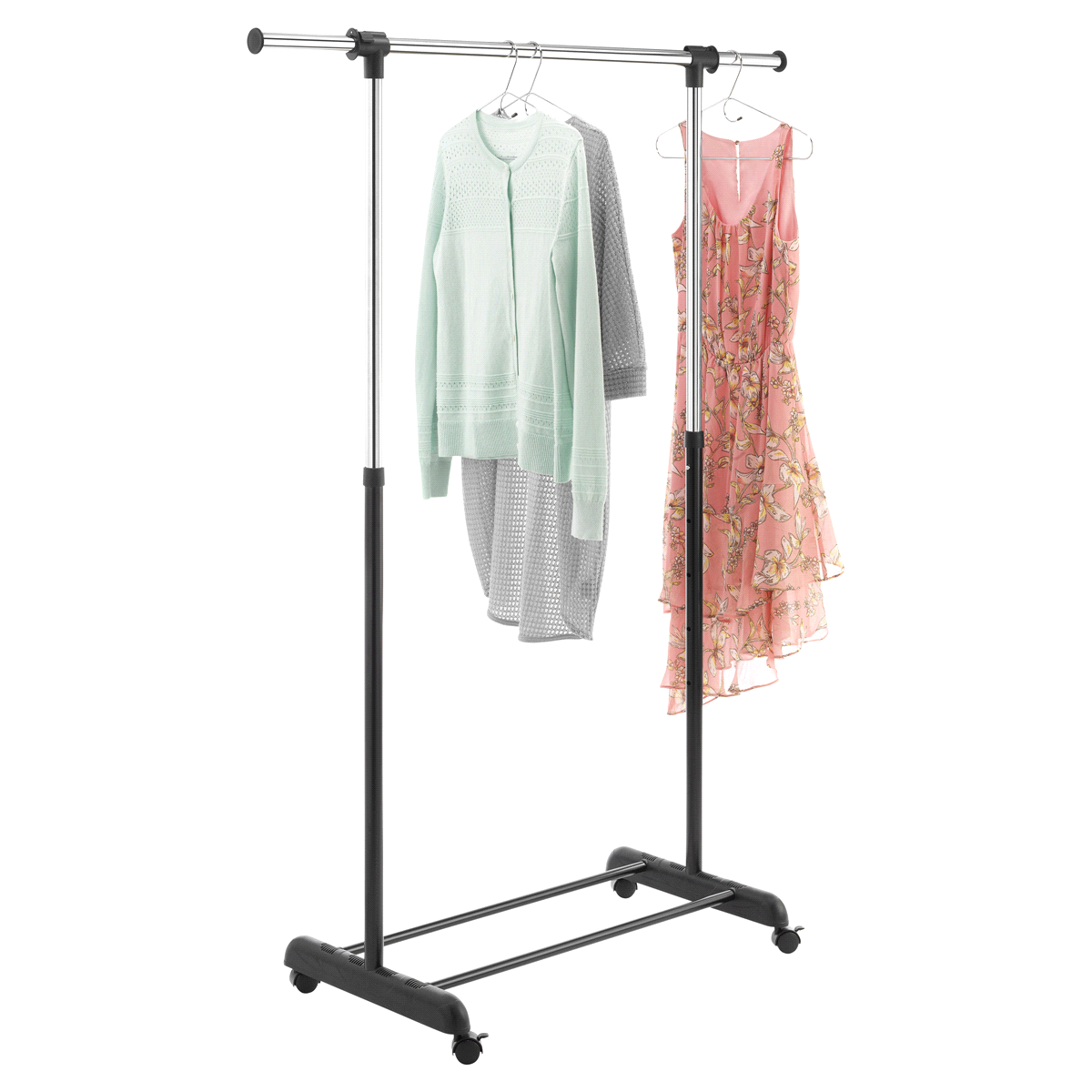 slide 1 of 1, Whitmor Chrome Deluxe Extendable Garment Rack - Ebony/Silver, 1 ct