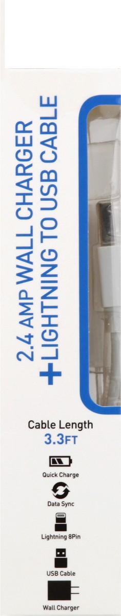 slide 4 of 5, Mobile Essentials MFi Combo 2.4amp Lightng Cable, 1 ct