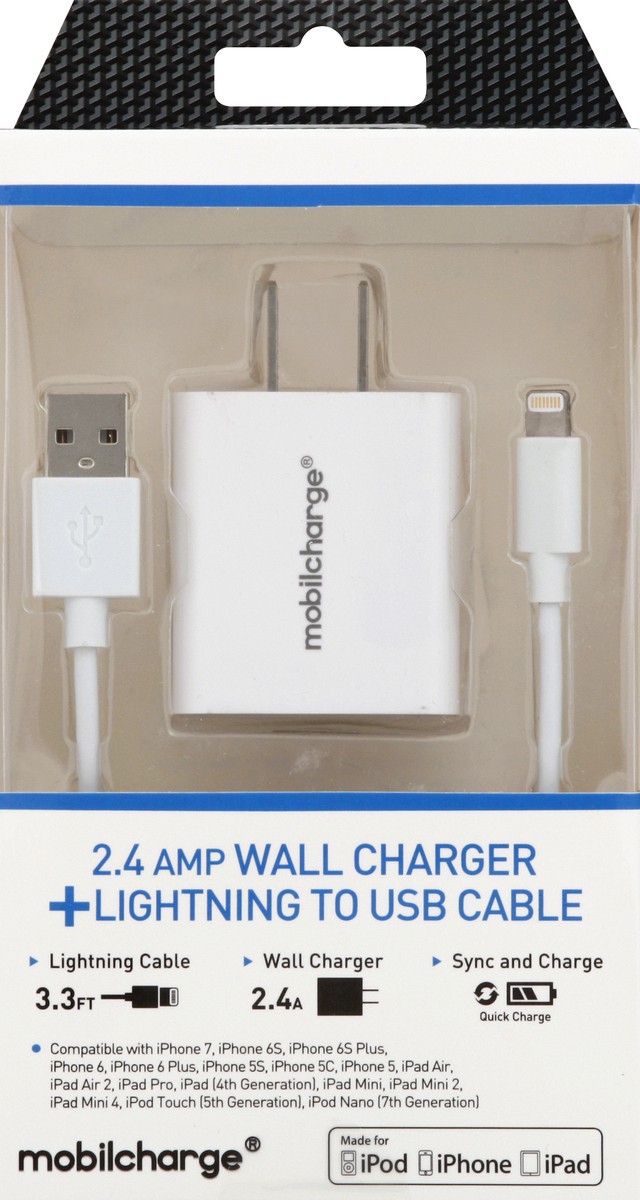 slide 5 of 5, Mobile Essentials MFi Combo 2.4amp Lightng Cable, 1 ct