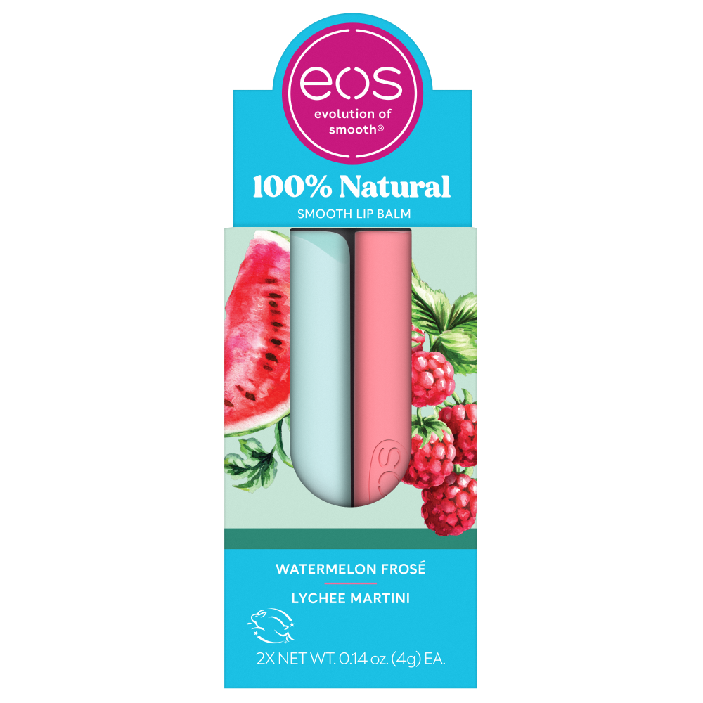 slide 1 of 1, EOS Lip Balm Sticks Watermelon Frose/Lychee Martini, 2 ct