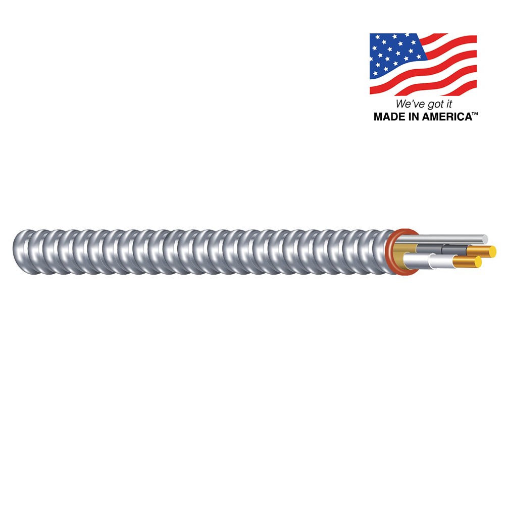 slide 2 of 3, Southwire Armorlite 100-ft 14 / 2 Solid Aluminum BX/AC Armored Cable, 1 ct