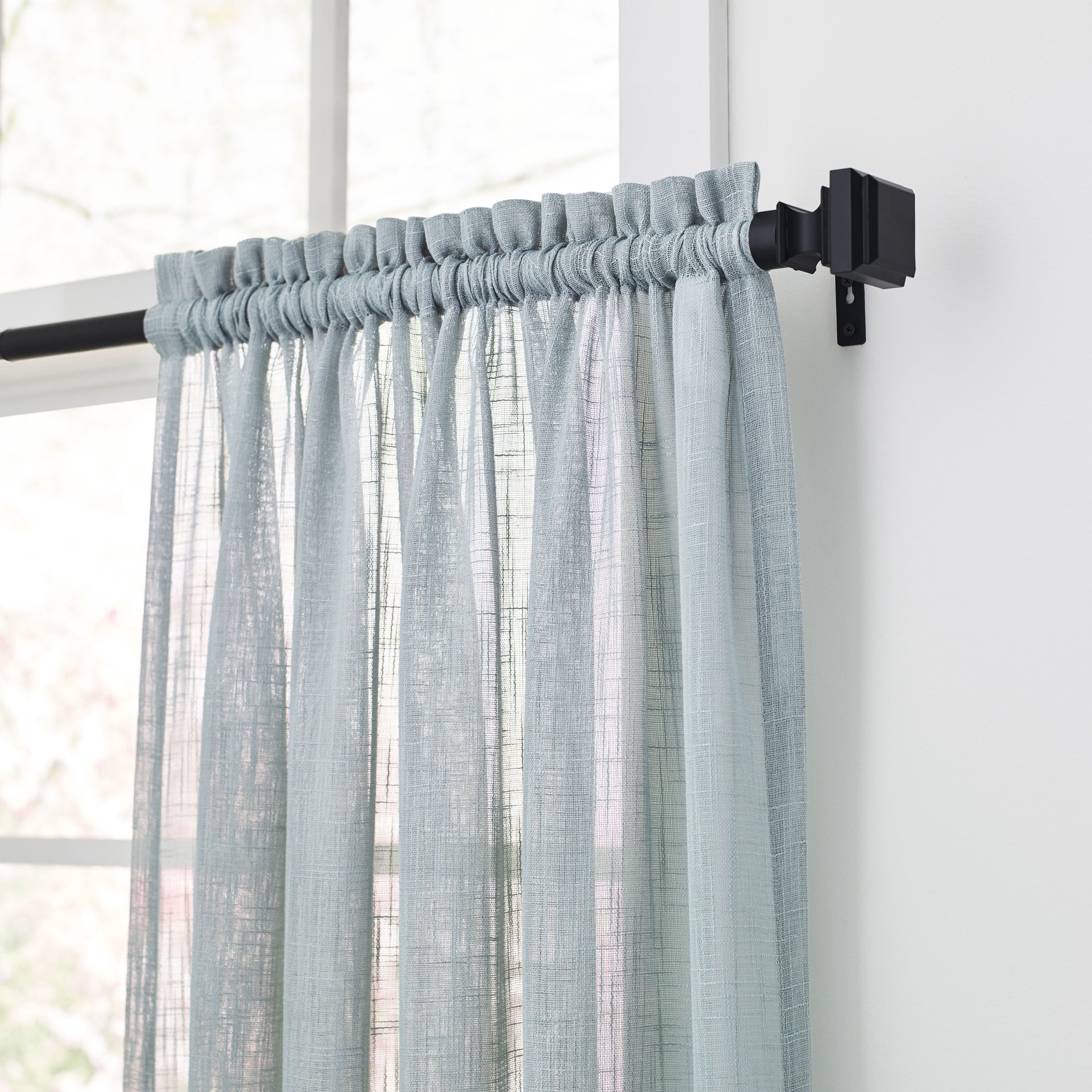slide 3 of 4, Style Selections 84-in Mineral Semi-sheer Rod pocket Single curtain panel, 1 ct