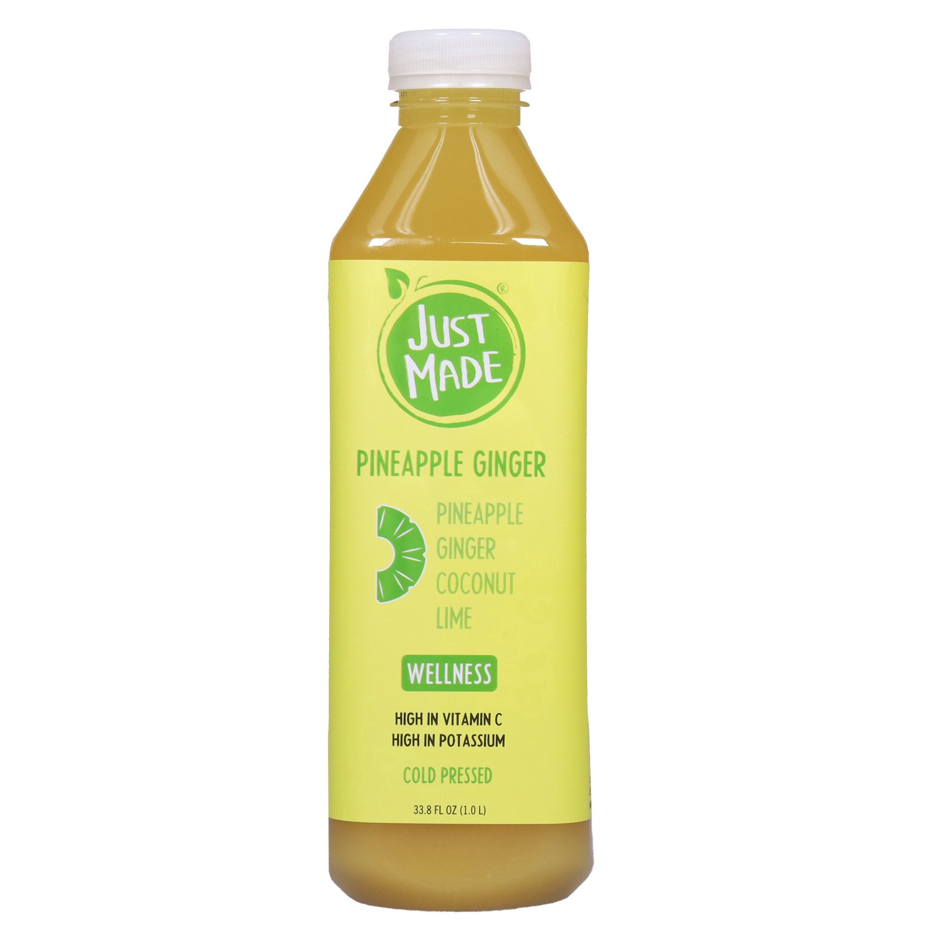 slide 1 of 1, Just Made Pineapple Ginger Wellness Cold Pressed Juice - 33.8 oz, 33.8 oz