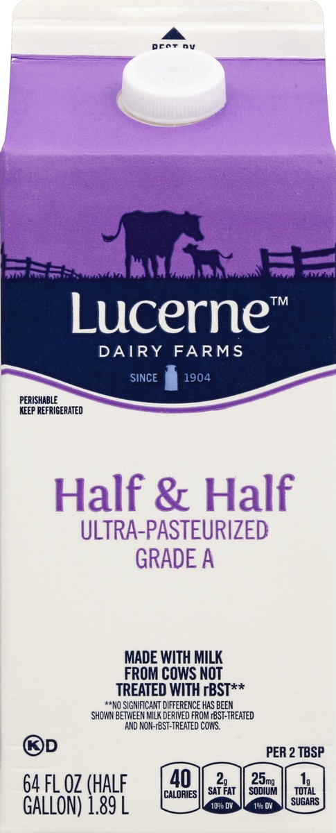 slide 2 of 4, Lucerne Dairy Farms Half & Half Ultra-Pasteurized Grade A, 64 fl oz