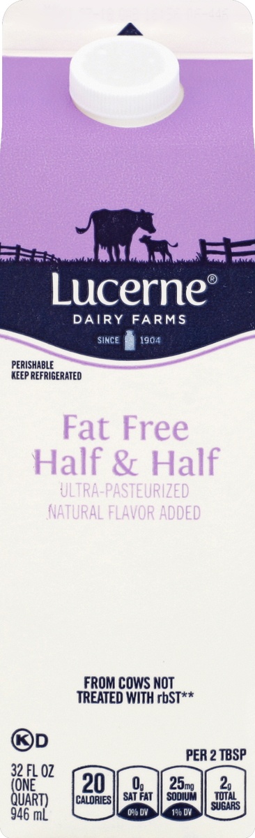 slide 2 of 4, Lucerne Dairy Farms Half & Half Ultra-Pasteurized Fat Free, 