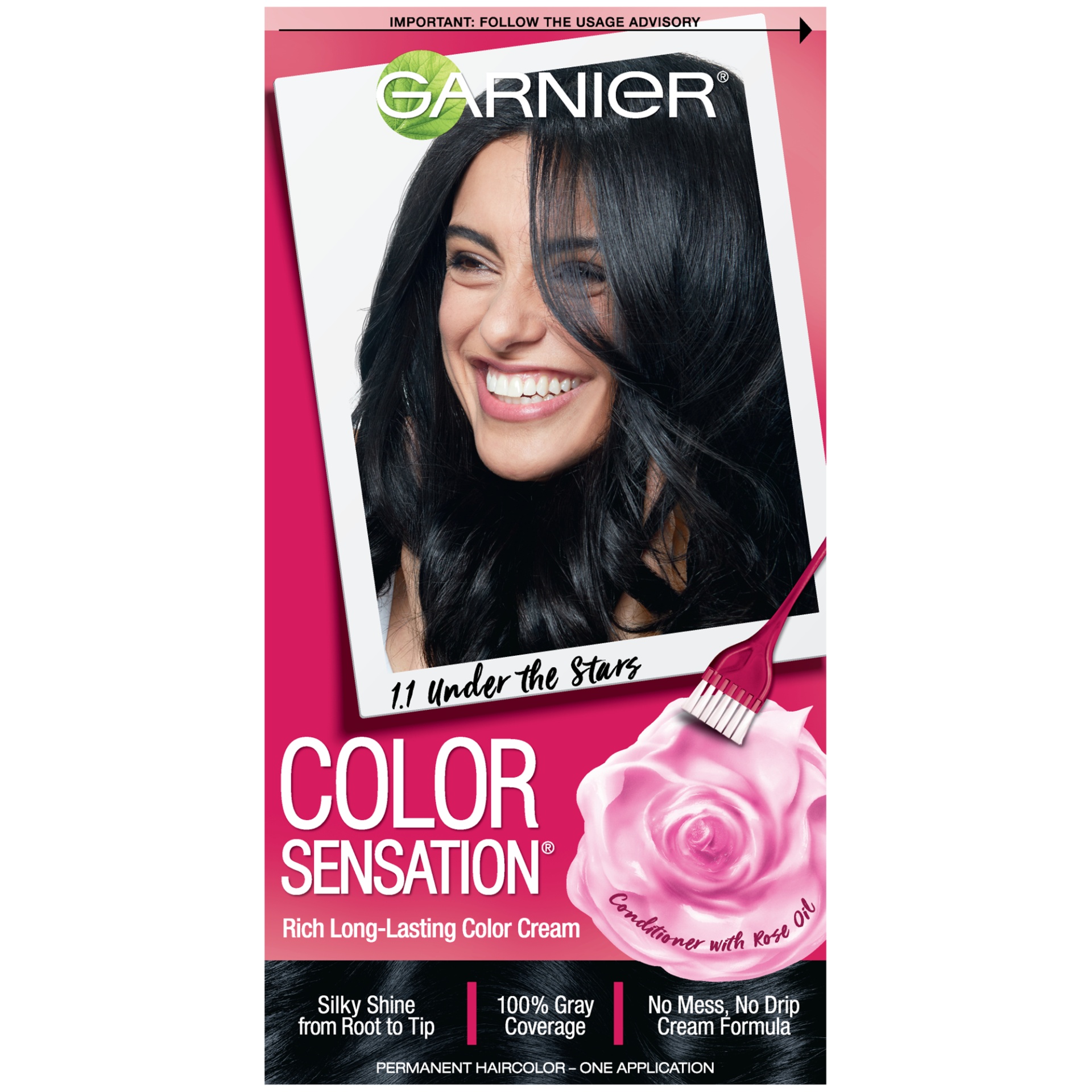 slide 4 of 8, Color Sensation Hair Color Rich Long-Lasting Color Cream 1.1 Natural Blue Black, 1 ct