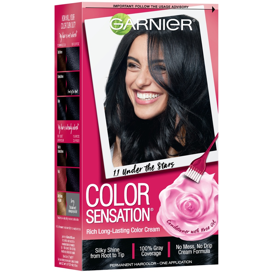 slide 5 of 8, Color Sensation Hair Color Rich Long-Lasting Color Cream 1.1 Natural Blue Black, 1 ct