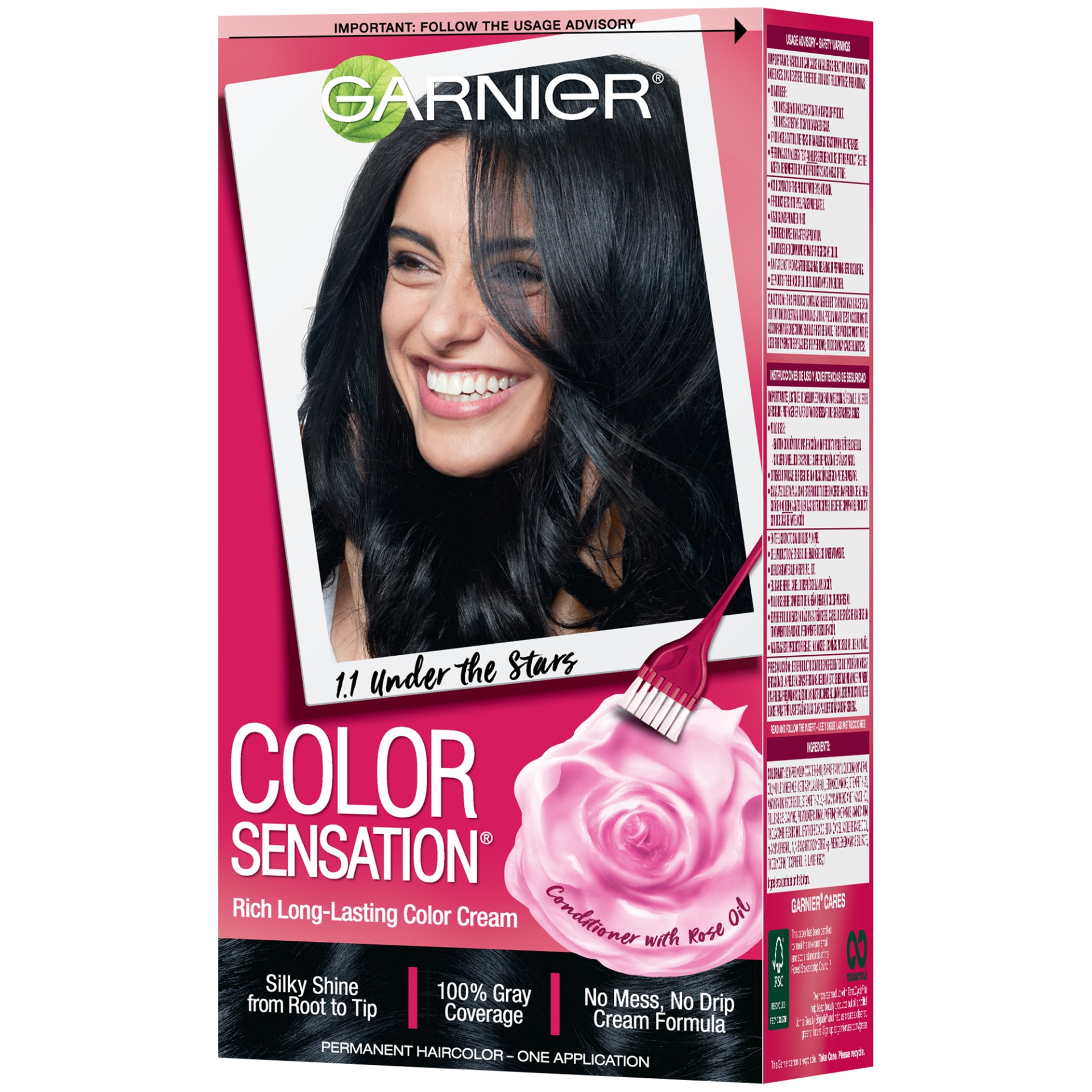 slide 2 of 8, Color Sensation Hair Color Rich Long-Lasting Color Cream 1.1 Natural Blue Black, 1 ct