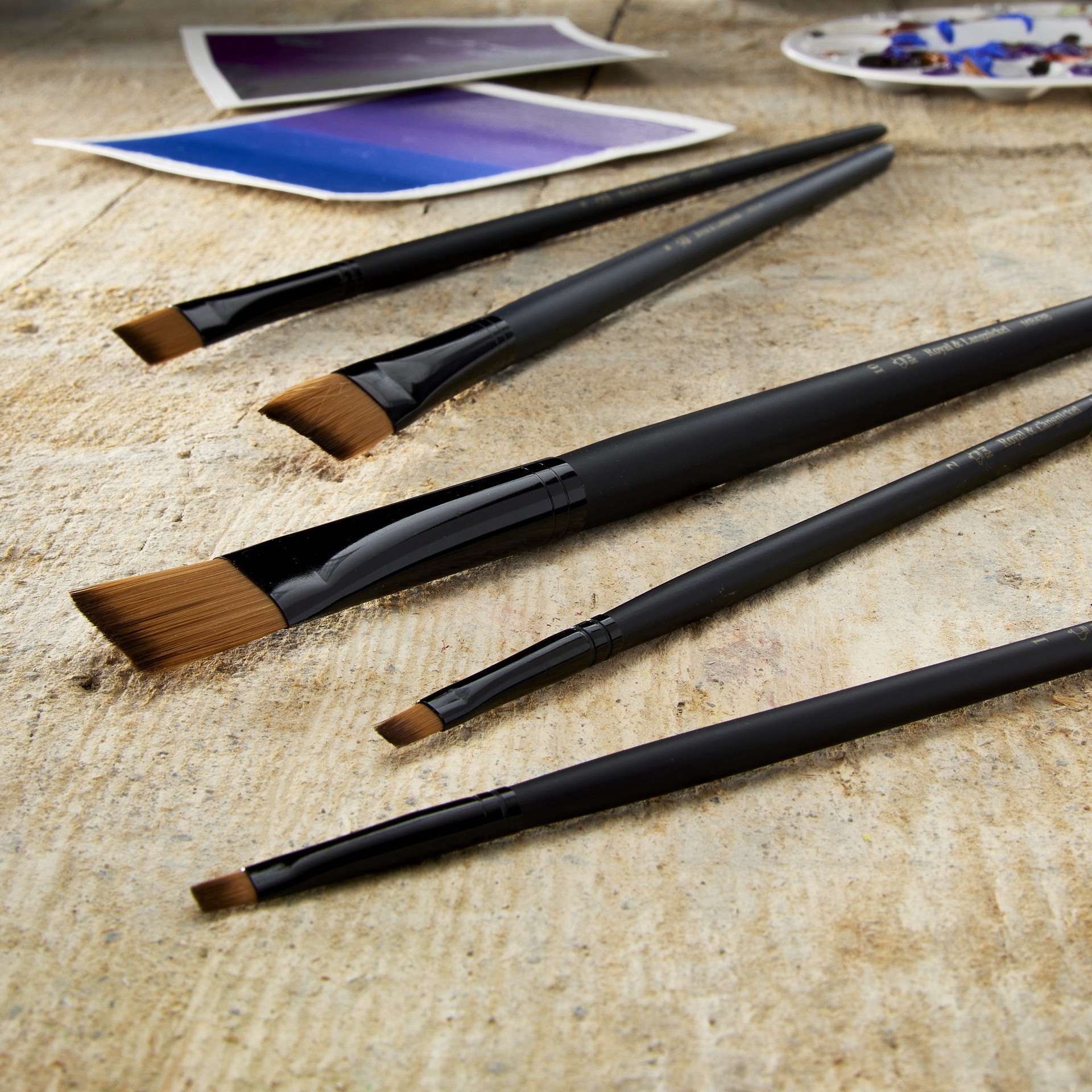 slide 3 of 4, Royal & Langnickel Essentials Acrylic Gold Taklon 5 Piece Bright Brush Set, 5 ct