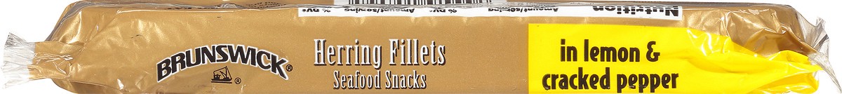 slide 6 of 11, Brunswick Lemon & Cracked Pepper Herring Fillets Seafood Snacks, 3.53 oz