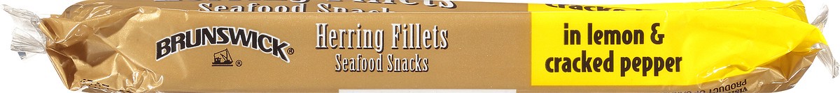 slide 8 of 11, Brunswick Lemon & Cracked Pepper Herring Fillets Seafood Snacks, 3.53 oz