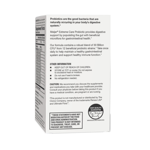 slide 6 of 9, MEIJER EXTREME CARE PROBIOTIC 30BILL CAP, 30 ct