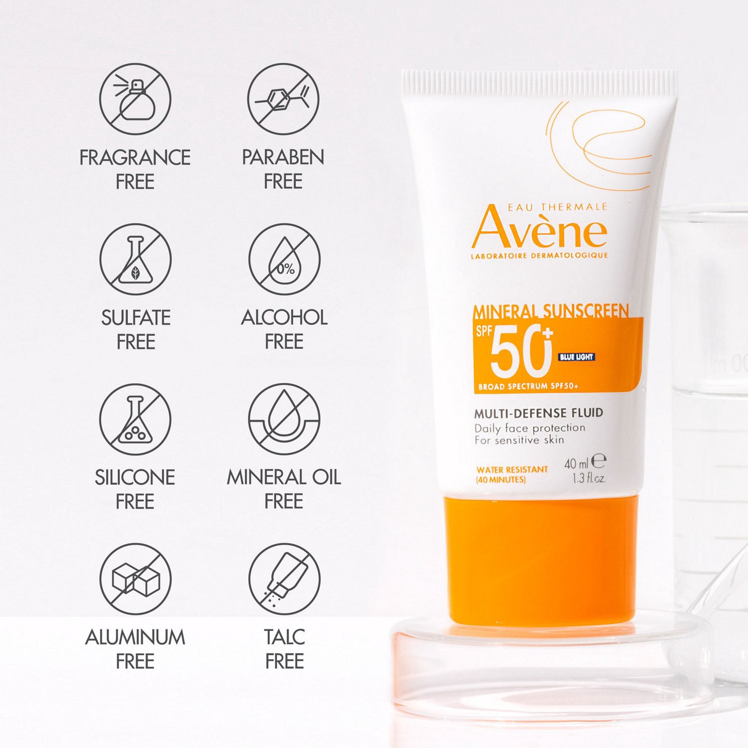slide 6 of 6, AVENE Mineral Sunscreen Multi-Defense Fluid Spf 50+, 1.3 oz