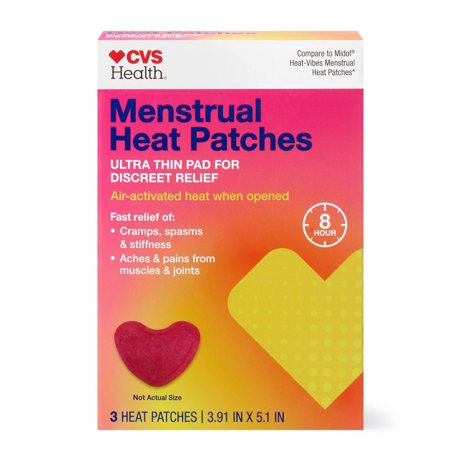 slide 1 of 5, Cvs Health Menstrual Heat Patches, 3 Ct, 3 ct