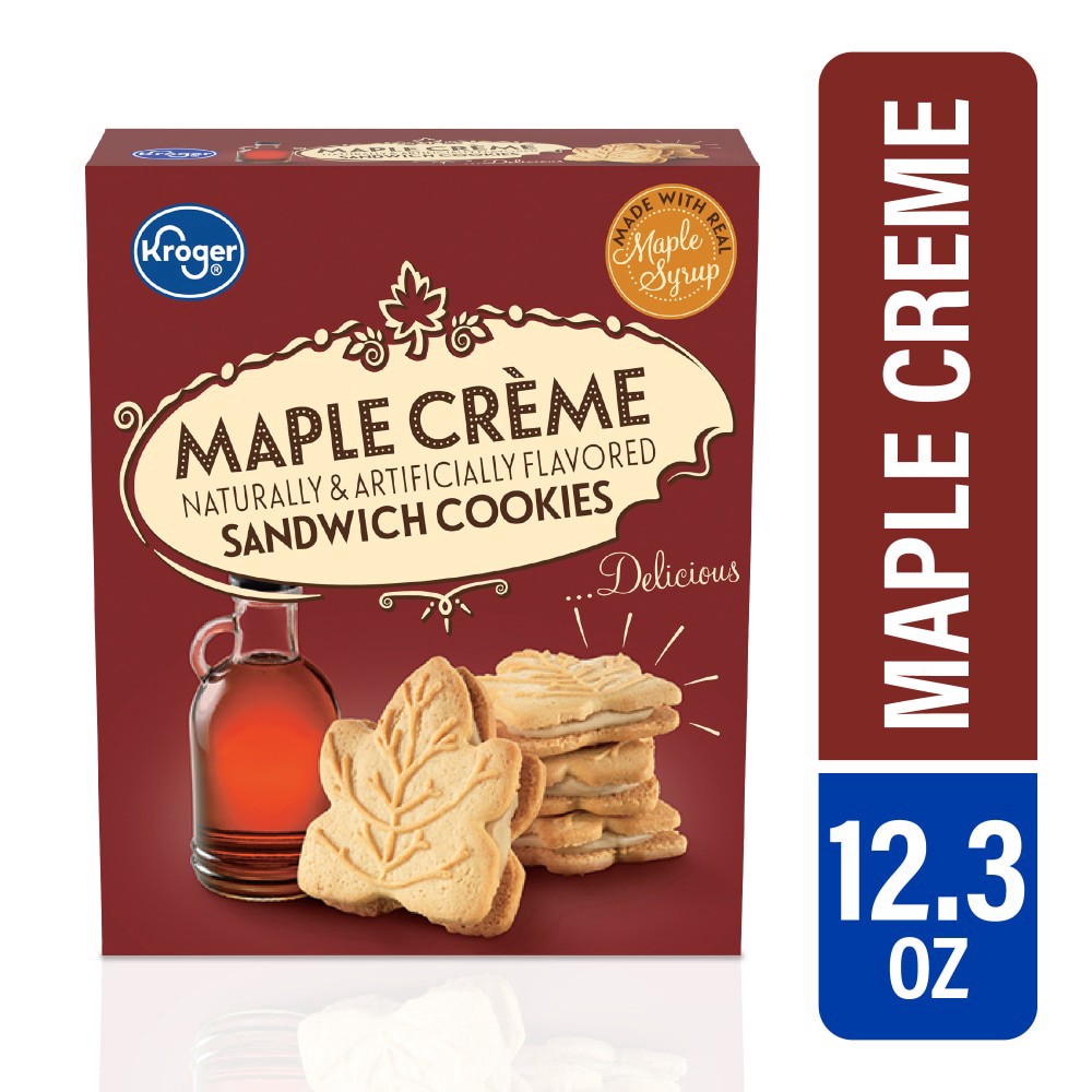 slide 1 of 4, Kroger Maple Creme Sandwich Cookies, 12.3 oz