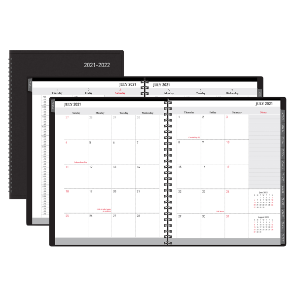 slide 1 of 4, Office Depot Brand Weekly/Monthly Academic Planner, Vertical Format, 8'' X 11'', 30% Recycled, Black, July 2021 To August 2022, Odus2033-009, 1 ct