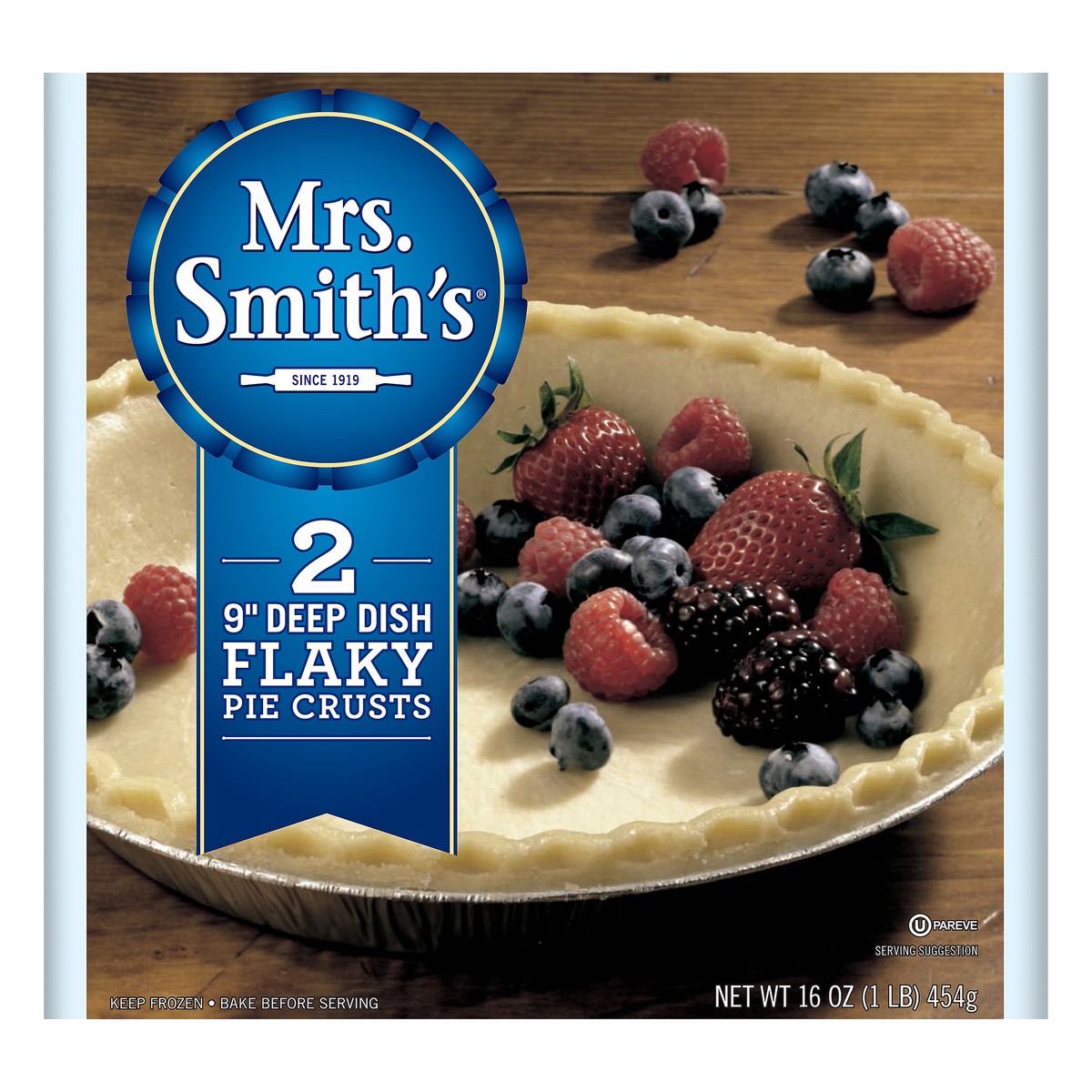 slide 2 of 8, Mrs. Smith's 9" Deep Dish Flaky Pie Crusts 2 ct Bag, 16 oz