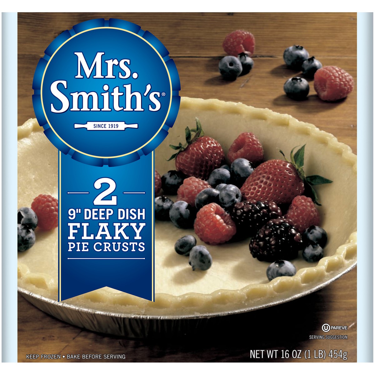 slide 1 of 8, Mrs. Smith's 9" Deep Dish Flaky Pie Crusts 2 ct Bag, 16 oz