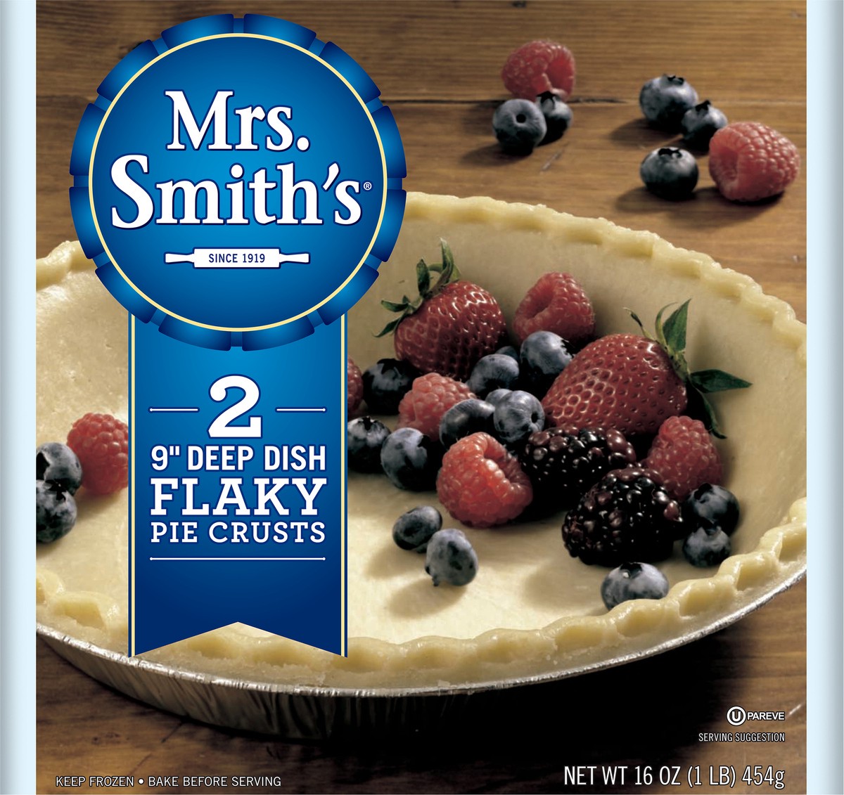 slide 1 of 8, Mrs. Smith's 9" Deep Dish Flaky Pie Crusts 2 ct Bag, 16 oz