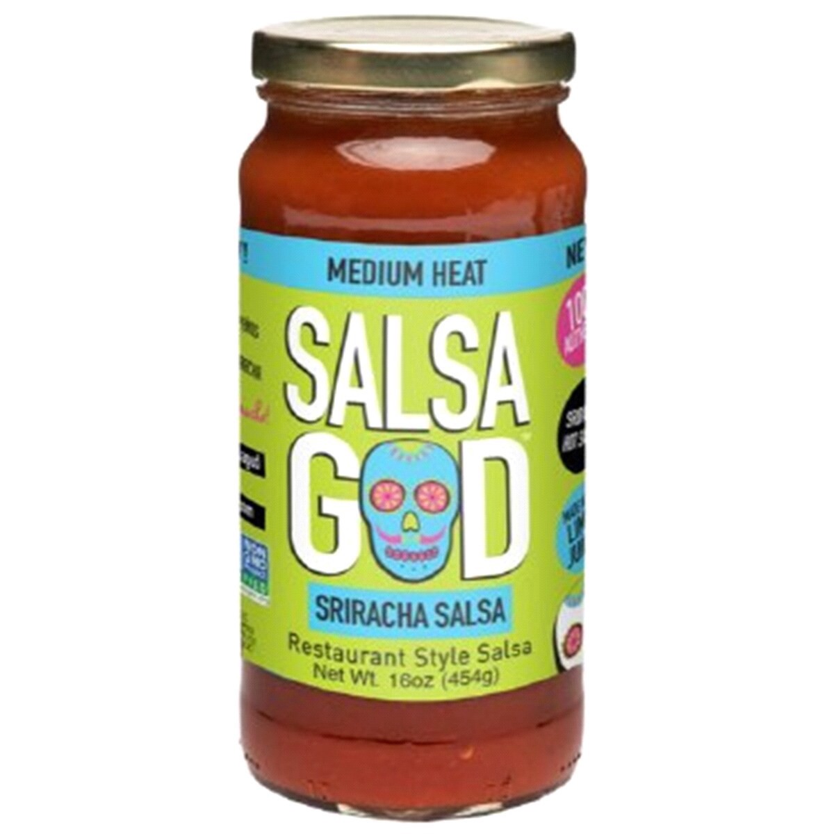 slide 1 of 9, Salsa God Salsa, Sriracha, Medium, 1 ct