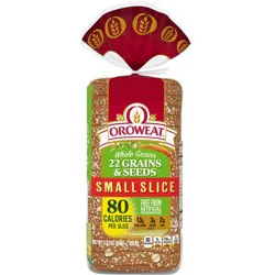 Oroweat 22 Grains & Seeds Wheat Bread, 18 oz, Small Slice Wheat Bread, Bag