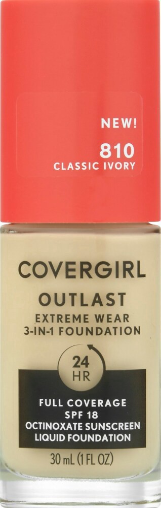 slide 3 of 3, CoverGirl Outlast Extreme Wear 810 Classic Ivory Foundation, 1 ct