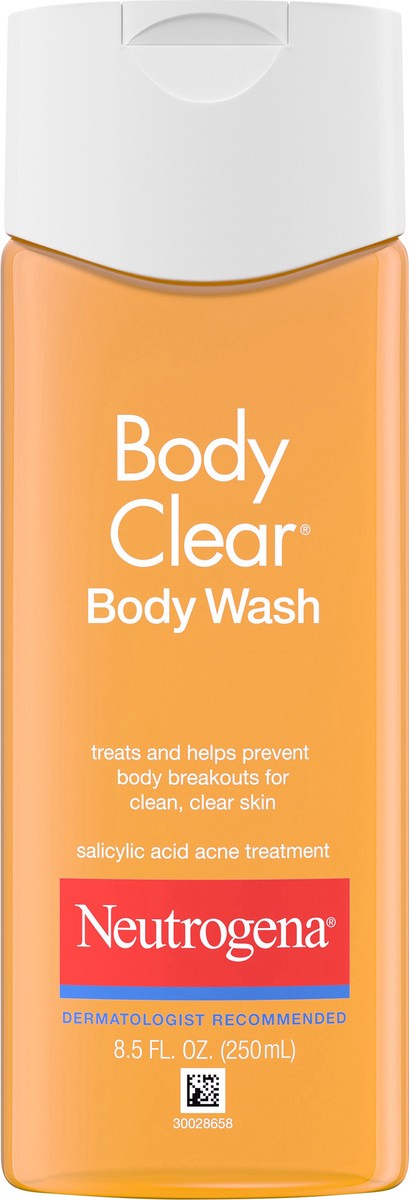 slide 1 of 7, Neutrogena Body Clear Acne Body Wash with Glycerin & 2% Salicylic Acid Acne Medication to Help Treat Breakouts on Back, Chest & Shoulders, Non-Comedogenic, 8.5 fl. Oz, 8.50 fl oz